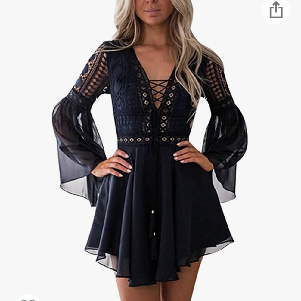 Black lace, boho dress